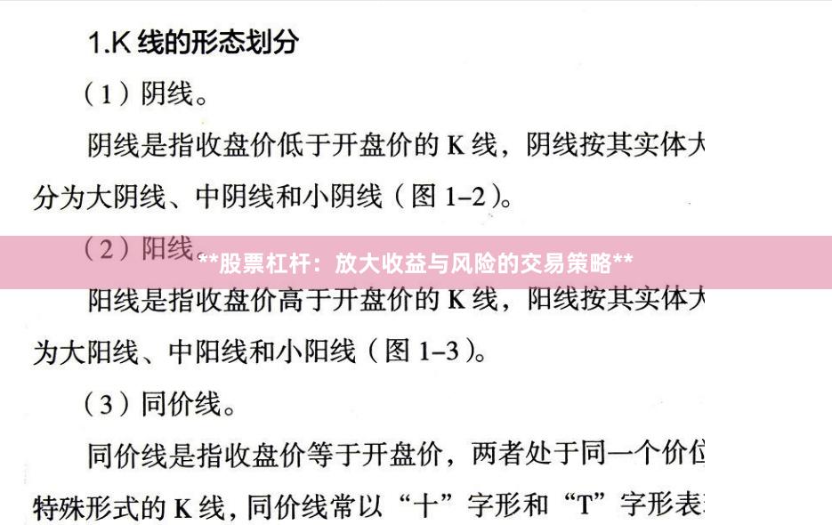 **股票杠杆：放大收益与风险的交易策略**