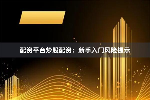 配资平台炒股配资：新手入门风险提示